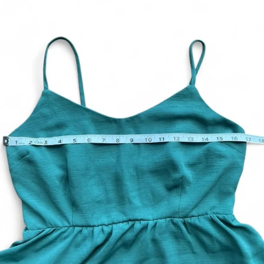 Turquoise Spaghetti Strap Peplum Top